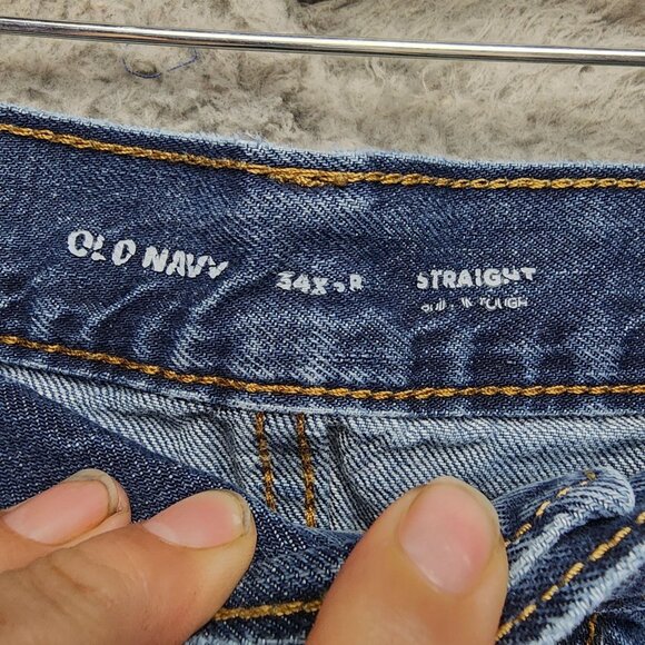 Old Navy Jeans Mens 34x38 Blue Straight Leg 100% Cotton - Picture 2 of 12